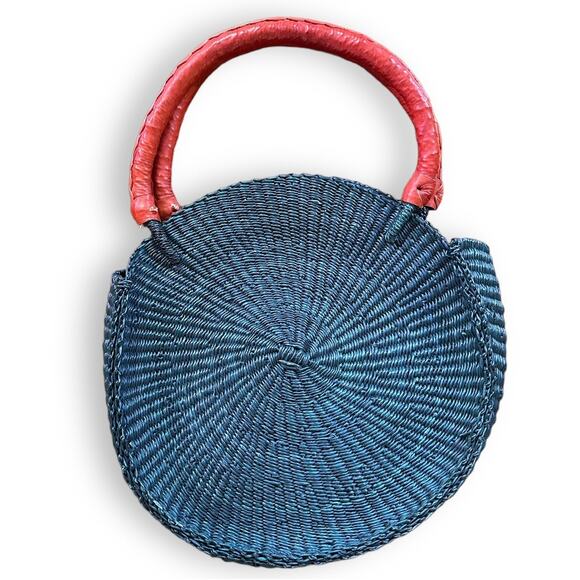 Ti-a Woven Goods Round Purse Bag Woven Handle Top Handle - Picture 3 of 4